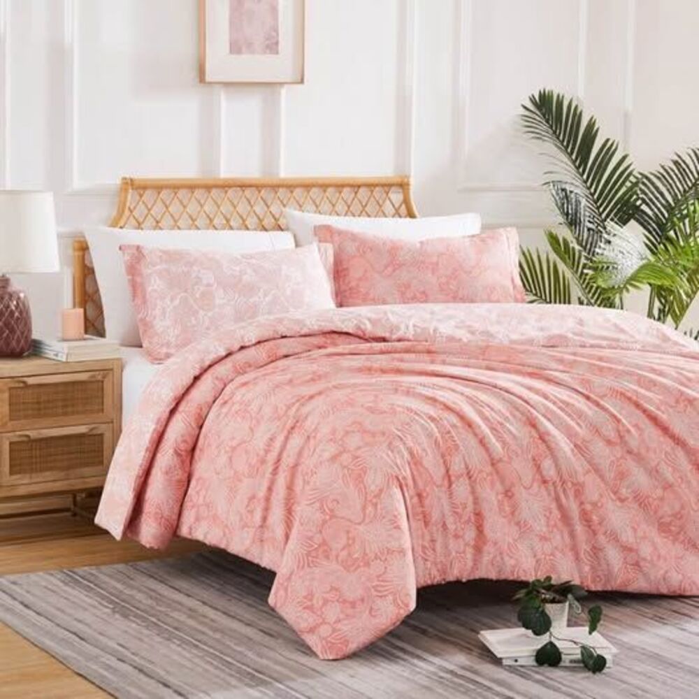 3 Pieces Coral Paisley Southshore Oversized Down Alternative Comforter NEW